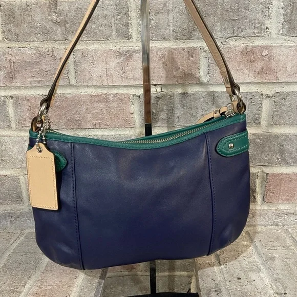 Coach Blue and Green Shoulder Bag with Adjustable Strap - Picture 3 of 8